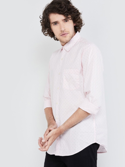 

max Men Pink Regular Fit Solid Casual Shirt