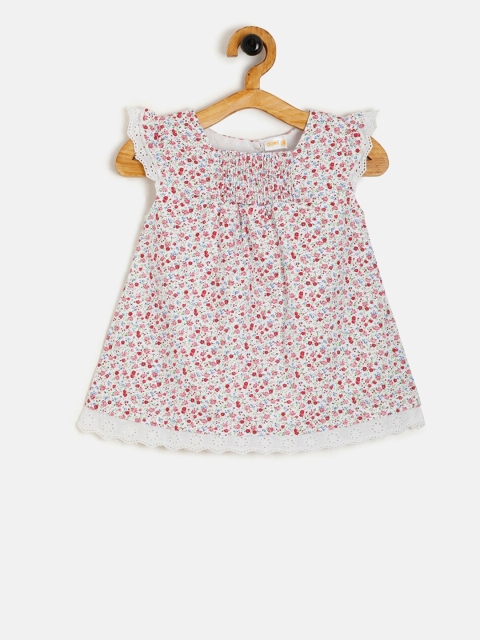 

Aomi Girls White & Red Floral Printed A-Line Dress