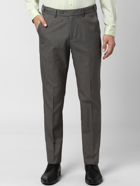 

Peter England Men Grey Slim Fit Solid Formal Trousers