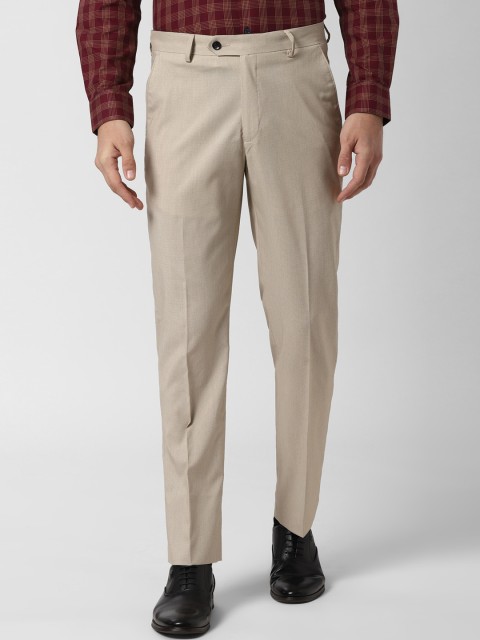 

Peter England Men Beige Slim Fit Solid Formal Trousers