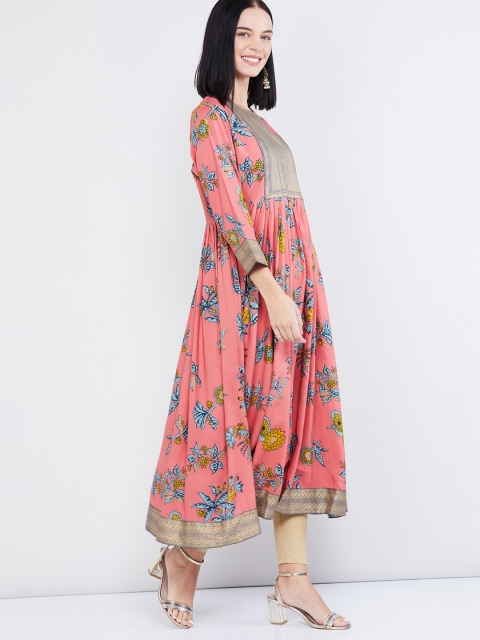 

max Women Pink Floral Printed Anarkali Kurta