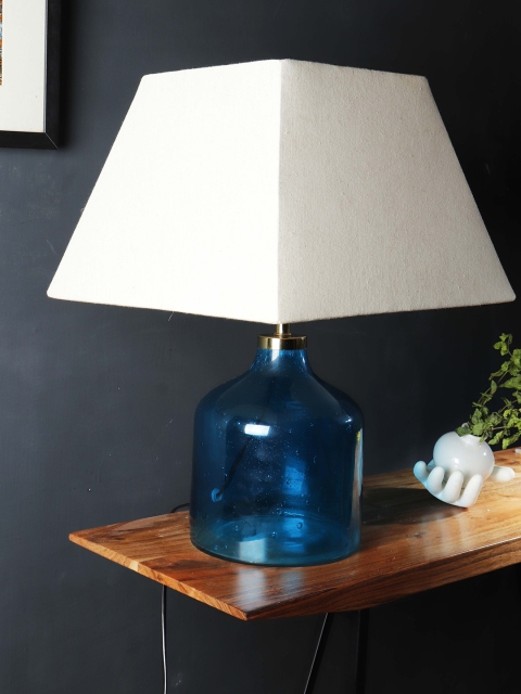 

Grated Ginger Off-White & Blue Solid Contemporary Floor Lamp with Shade