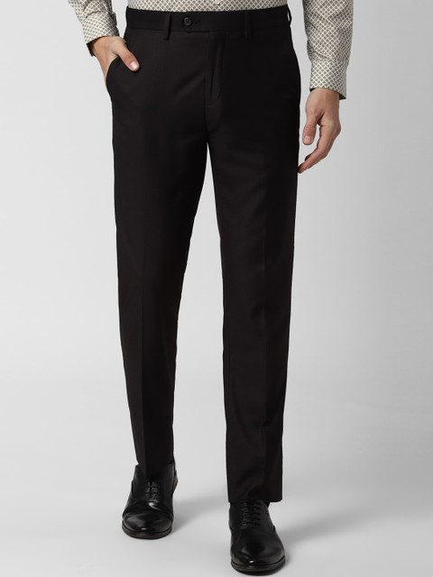 

Peter England Elite Men Black Slim Fit Solid Formal Trousers