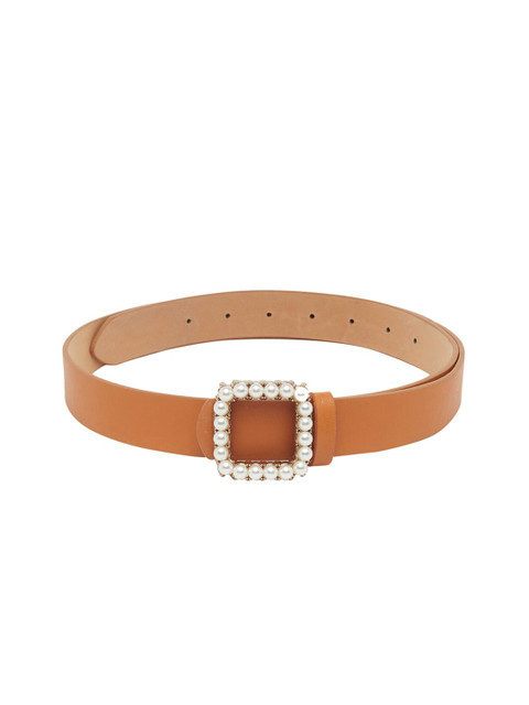 

Globus Women Tan Brown Solid Wide Belt