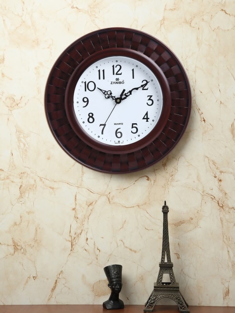 

ZANIBO Coffee Brown Quirky Solid Analogue Wall Clock