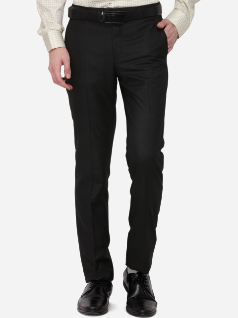 

Greenfibre Men Black Slim Fit Solid Formal Trousers