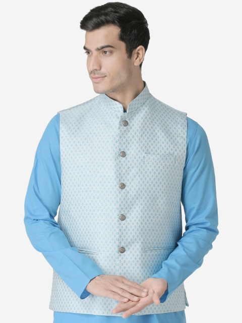 

TABARD Men Blue Woven Design Nehru Jacket