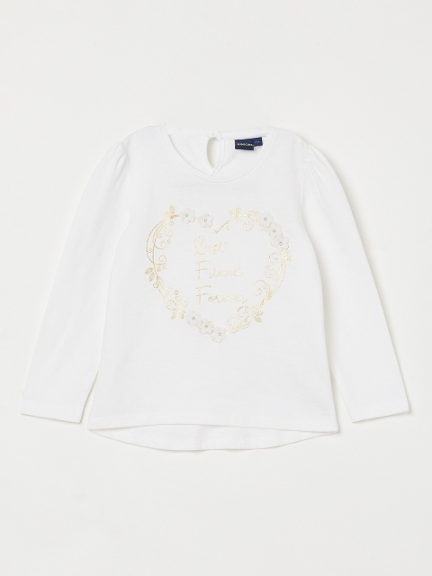 

Juniors by Lifestyle Girls Off-White Printed High-Low Top