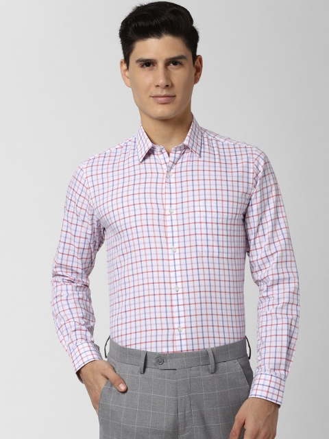 

Peter England Men White & Red Slim Fit Checked Formal Shirt