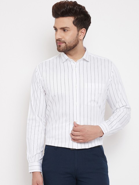 

Canary London Men White & Black Slim Fit Striped Formal Shirt