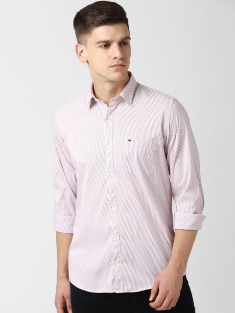 

Peter England Casuals Men White & Brown Slim Fit Striped Casual Shirt