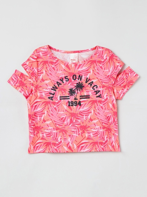 max Girls Pink Printed Top
