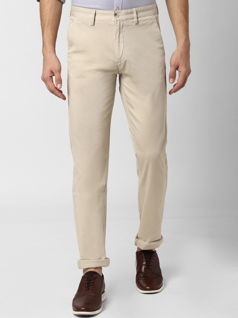 

Peter England Men Beige Slim Fit Solid Regular Trousers