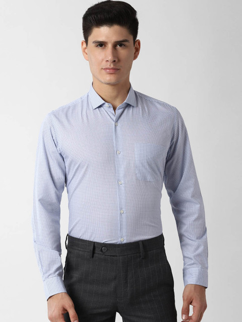 

Peter England Men Blue & Black Regular Fit Checked Formal Shirt