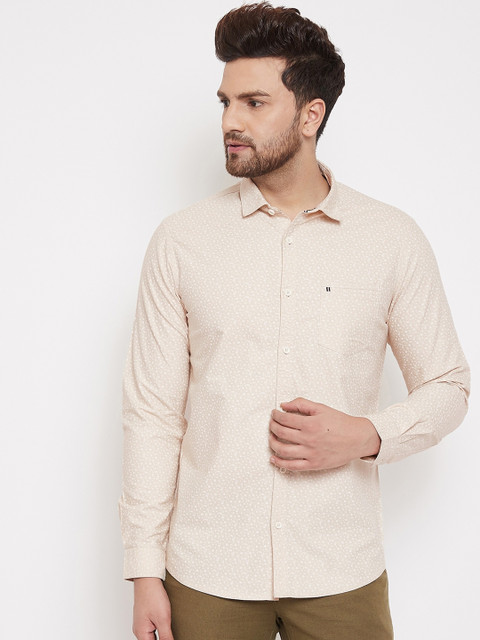 

Canary London Men Beige & White Slim Fit Printed Casual Shirt