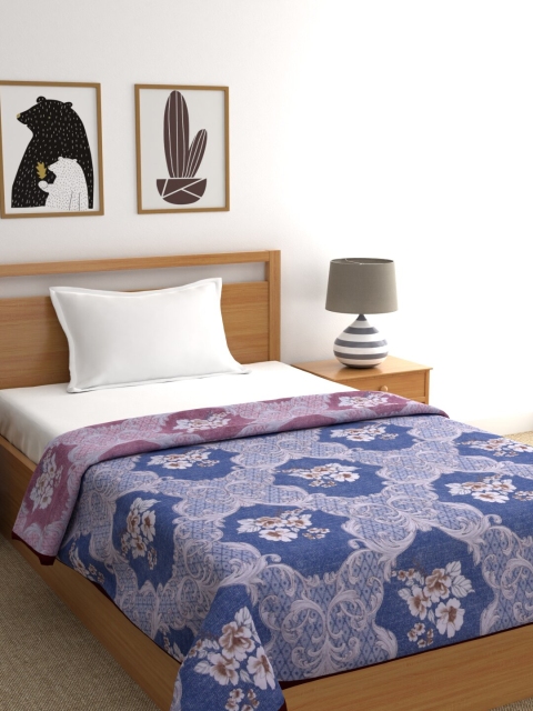 

Trident Blue & Purple Floral AC Room 90 GSM Single Bed Dohar