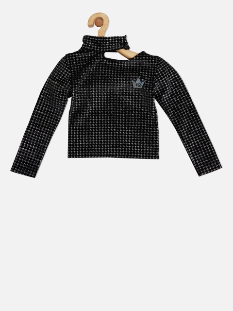 

VITAMINS Girls Black Self Design Top