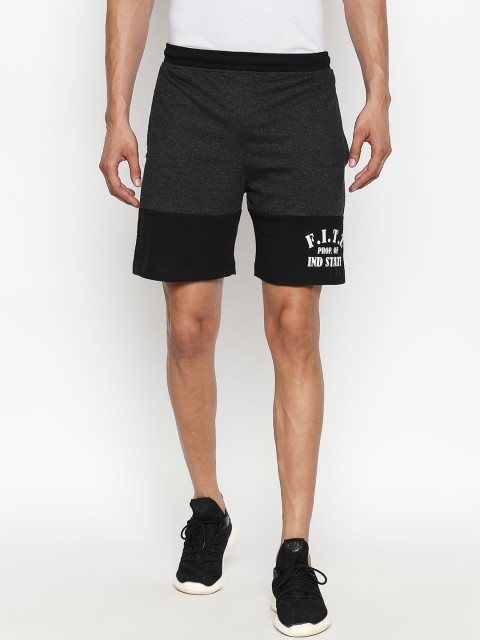 

FiTZ Men Charcoal Solid Regular Fit Sports Shorts