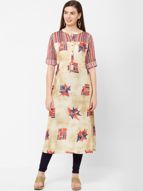 

Juliet Women Red & Beige Printed Straight Kurta