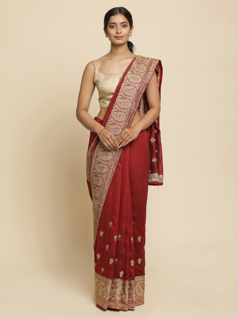 

Koskii Maroon Embellished Art Silk Saree