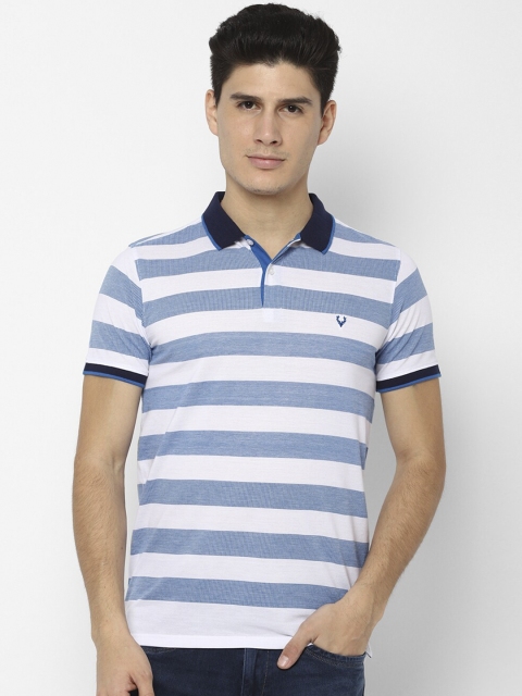 

Allen Solly Men Blue & White Striped Polo Collar T-shirt