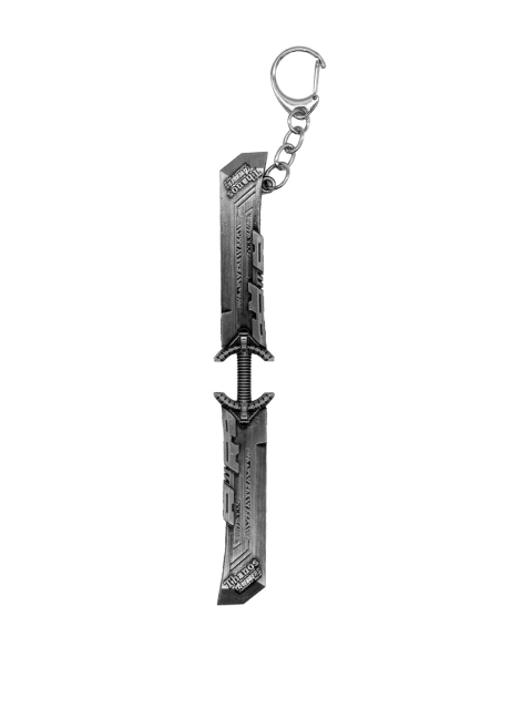 

Planet Superheroes Gun Metal-Toned Double Edged Sword Thanos Keychain, Metallic