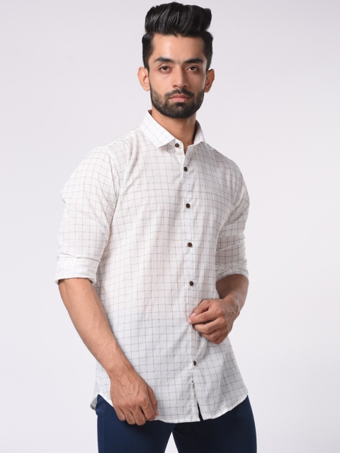 

Tistabene Men White & Grey Slim Fit Checked Casual Shirt