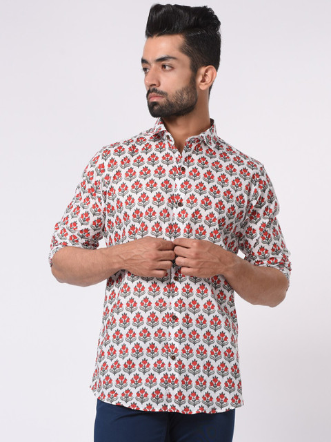 

Tistabene Men White & Red Slim Fit Printed Casual Shirt