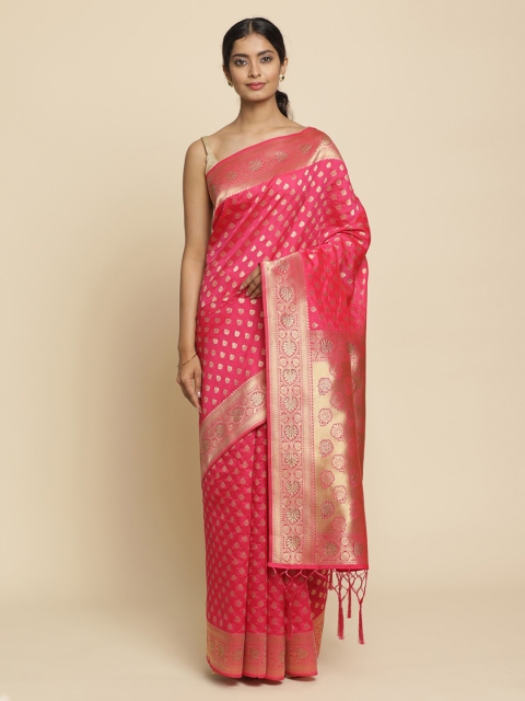 

Koskii Magenta Woven Design Brocade Saree