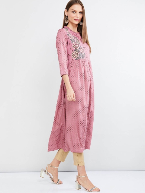 

max Women Pink Printed Anarkali Kurta