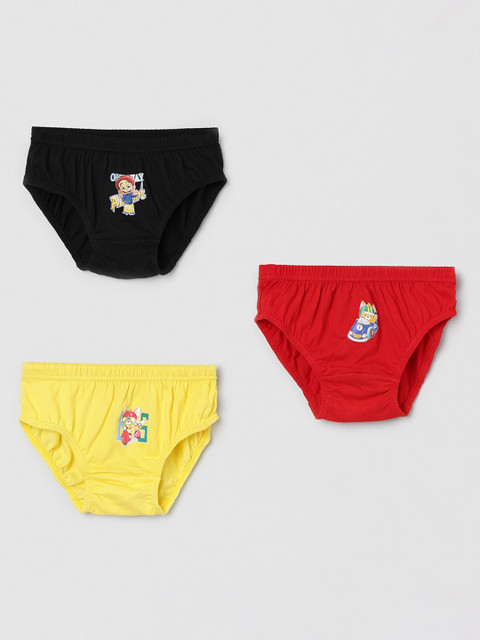 

max Boys Pack Of 3 Printed Basic Briefs NOS19PFIN07, Red