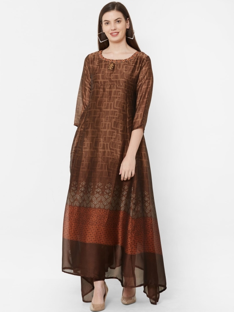 

Juliet Women Coffee Brown Printed A-Line Kurta