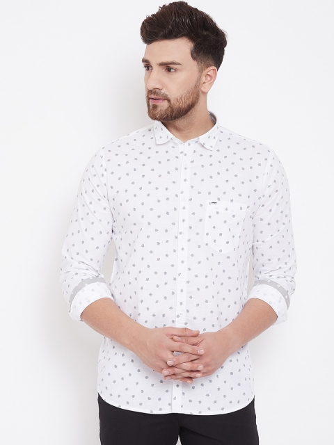 

Canary London Men White Smart Slim Fit Printed Casual Shirt