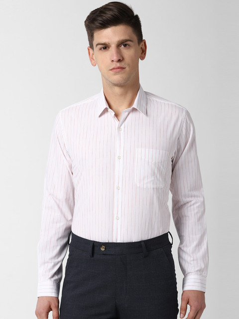 

Peter England Men White Regular Fit Striped Formal Shirt
