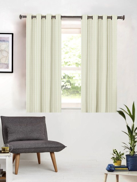 

SHIVANAA HOMES Cream Single Room Darkening Curtain Curtain