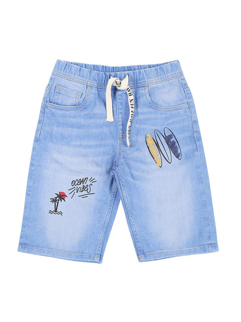 

Pantaloons Junior Boys Blue Washed Regular Fit Denim Shorts