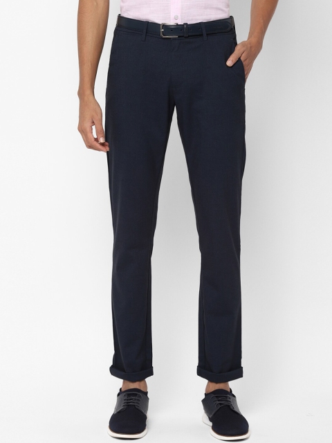 

Allen Solly Men Navy Blue Slim Fit Striped Formal Trousers