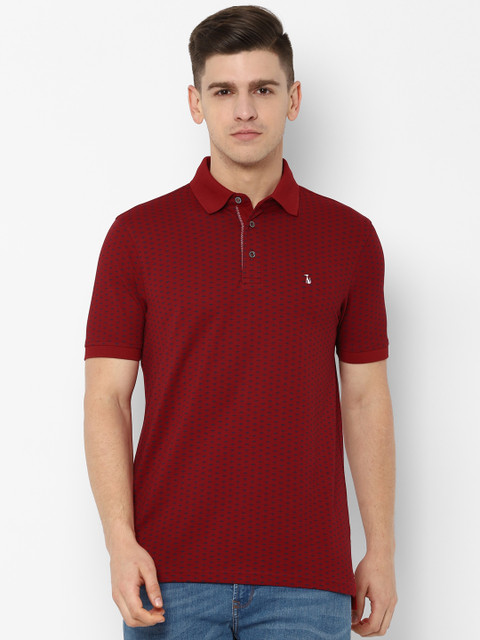 

SIMON CARTER LONDON Men Maroon Printed Polo Collar T-shirt