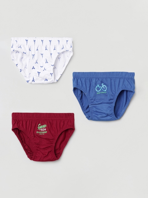 

max Boys Pack of 3 Printed Basic Briefs NOS19WFIN04MULTI, White