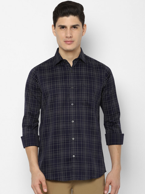 

Allen Solly Men Navy Blue & White Slim Fit Checked Casual Shirt
