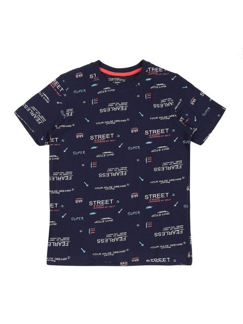 

Pantaloons Junior Boys Navy Blue Printed Round Neck T-shirt