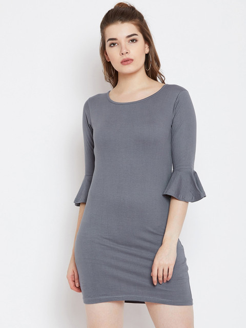 

CHROME & CORAL Women Grey Solid Bodycon Dress