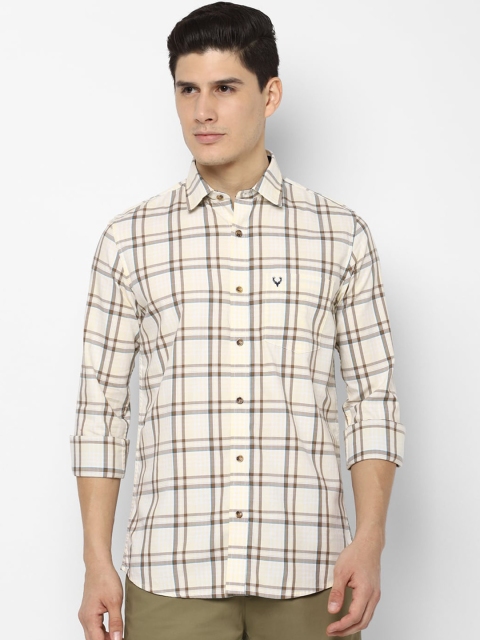

Allen Solly Men Cream-Coloured Slim Fit Checked Casual Shirt