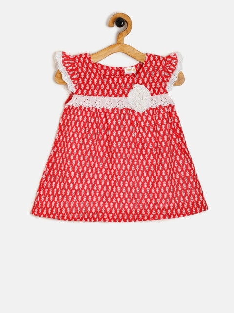 

Aomi Girls Red Printed A-Line Dress
