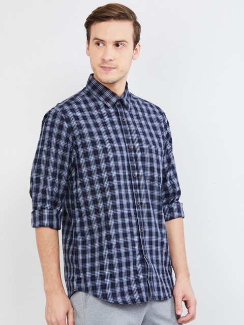 

max Men Blue Slim Fit Checked Casual Shirt