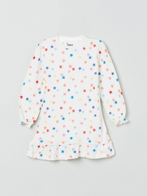 max Girls Off-White & Blue Striped Nightdress