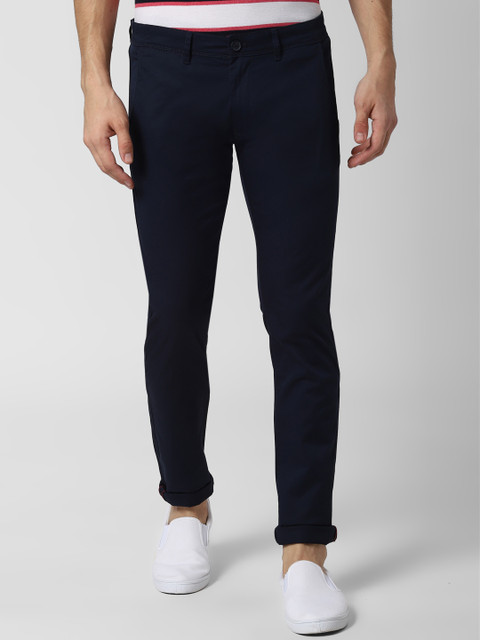 

Peter England Casuals Men Navy Blue Skinny Fit Solid Regular Trousers