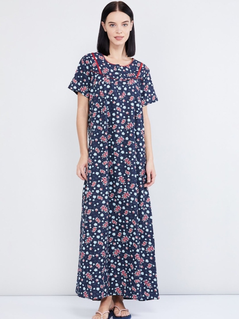 

max Blue & Red Floral Printed Nightdress NPT03