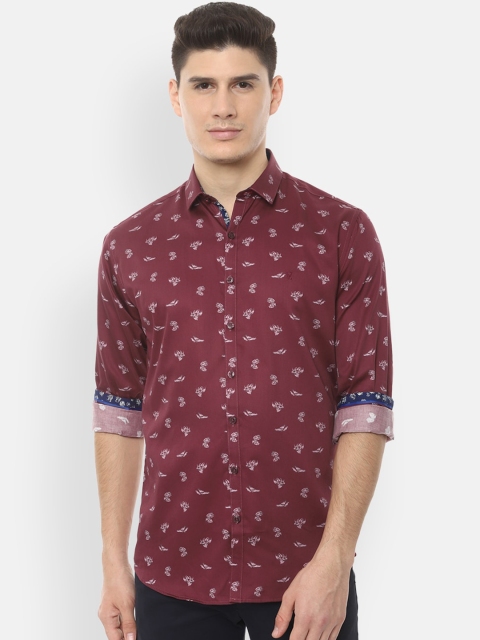 

V Dot Men Maroon Slim Fit Printed Casual Shirt
