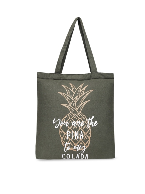 

Forever Glam by Pantaloons Olive Green Printed Tote Bag